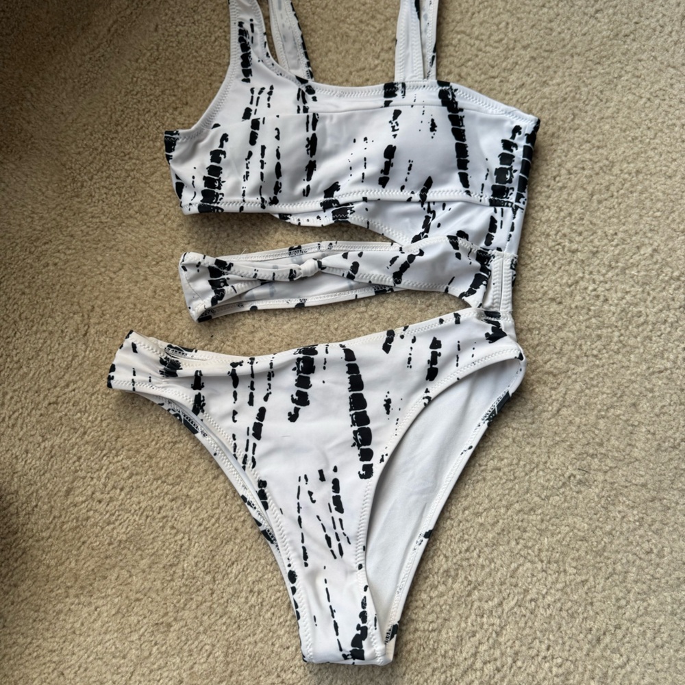 Women’s White and Black One-Piece Swimsuit